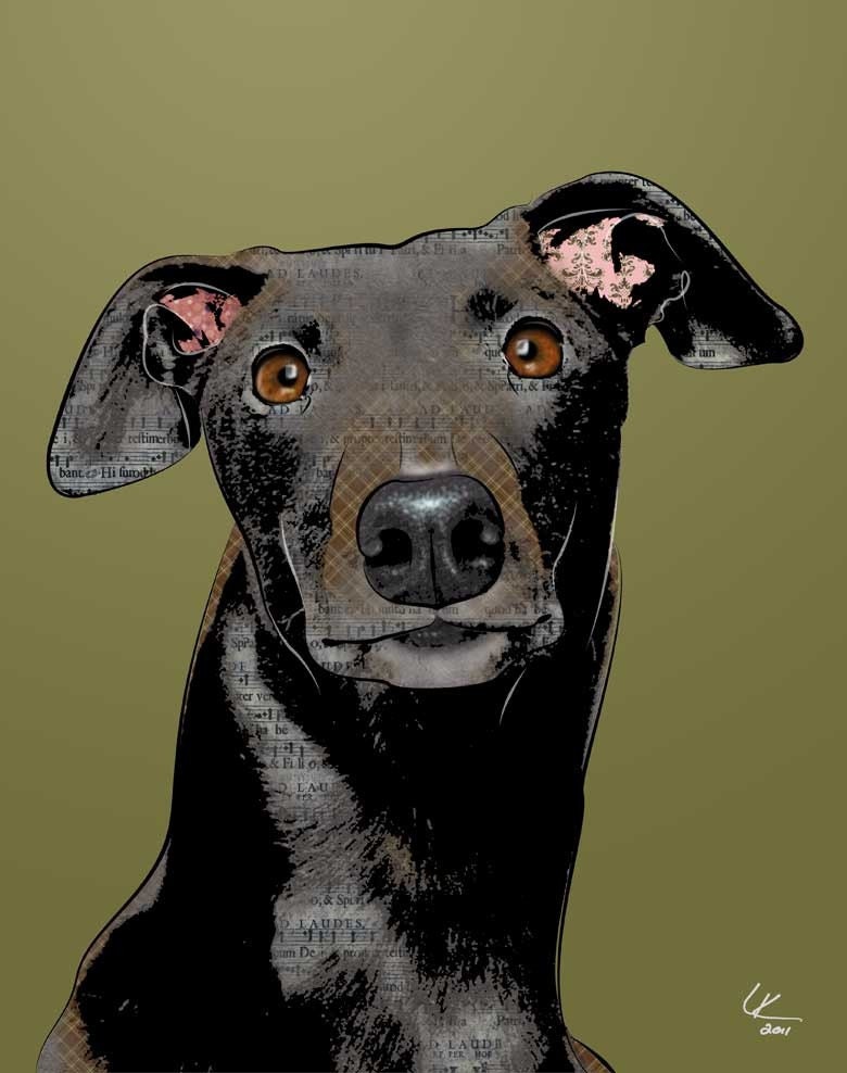 Bella, 11x14" Greyhound Pop Art Print, Whippet Art