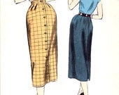 Vintage 50s Straight Pencil Skirt Pattern Button Front 26 waist Advance 6859 FF