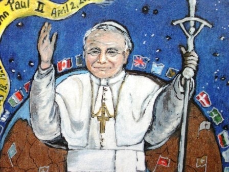 The pilgrim Pope John Paul II - Retablo - Print