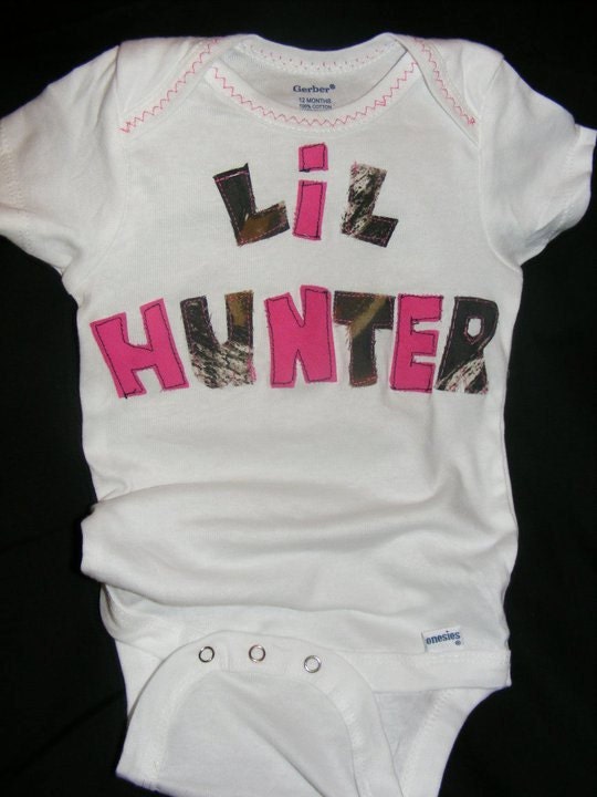 Your Pick of Design CUSTOM Mossy Oak Camouflage Appliqued Hunting Onesie or Shirt (Deer in Tutu)