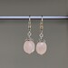 Faceted Oval Pink Rose Quartz Earrings with Bali Silver Caps