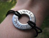 Hand Stamped Inhale Exhale Bracelet - Black