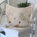 Vintage 70s macrame shoulder bag with wood beads