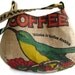 Ready to Ship for Mother's Day. Alfred Shaheen Vintage Handprint in Tiare Tapa-Green. Repurposed Burlap Coffee Bag Hobo Handbag and Purse.