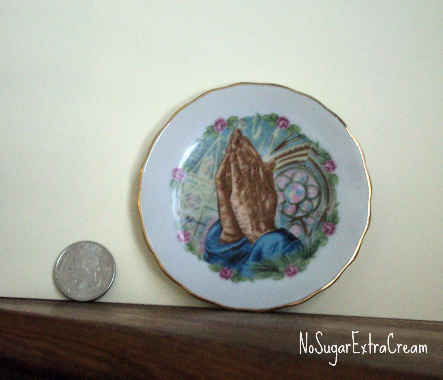 Praying Hands Plate 3 1/2 inches VINTAGE Japan