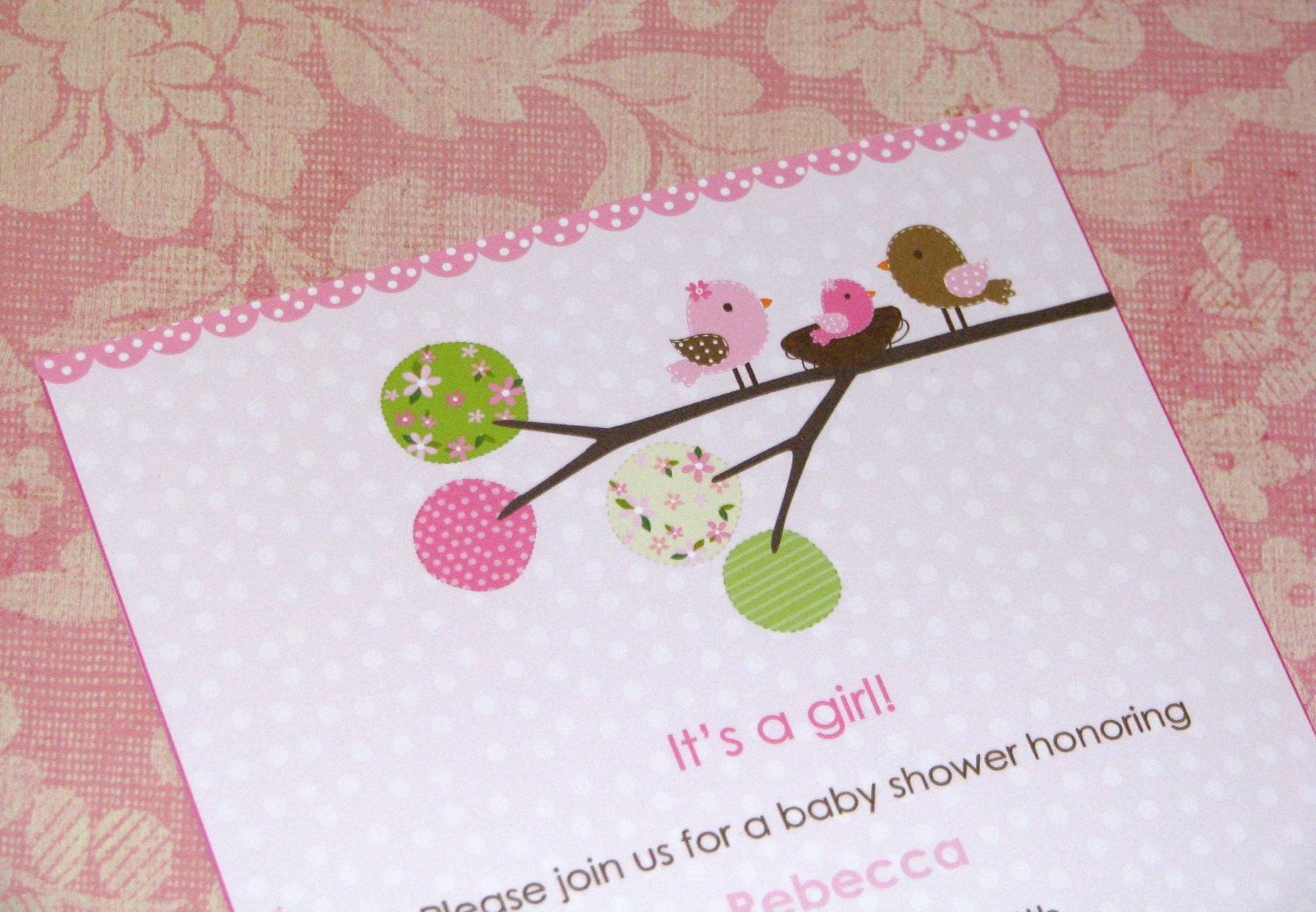 Sweet Chickadee Parents Baby Shower Invites--Pinks and Browns Il_170x135