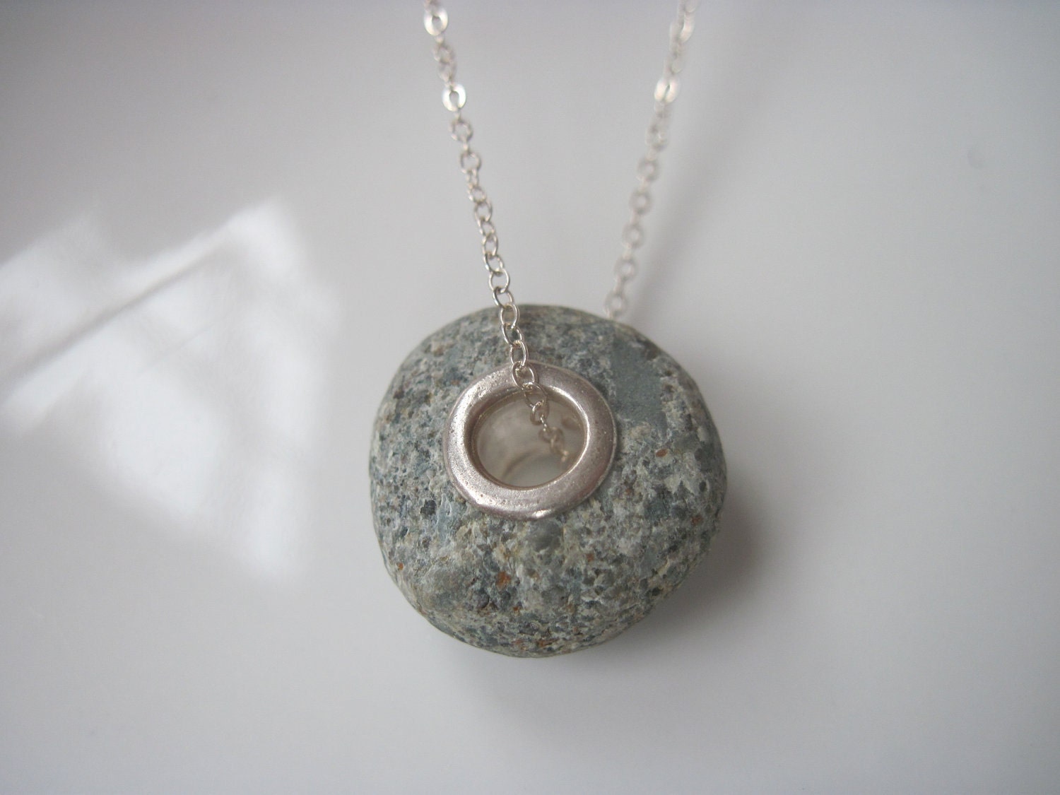 Rock n' Roll - Large Sea Stone Hand Lined Bead in Fine Silver - Liliana Designs