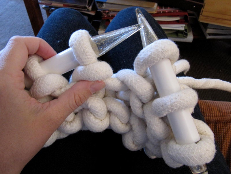 Giant knit rope rug - 48 by 36 inches