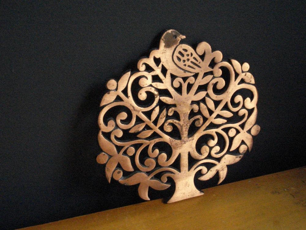 Copper Bird Trivet - Vintage Metal Plant Stand or Trivet
