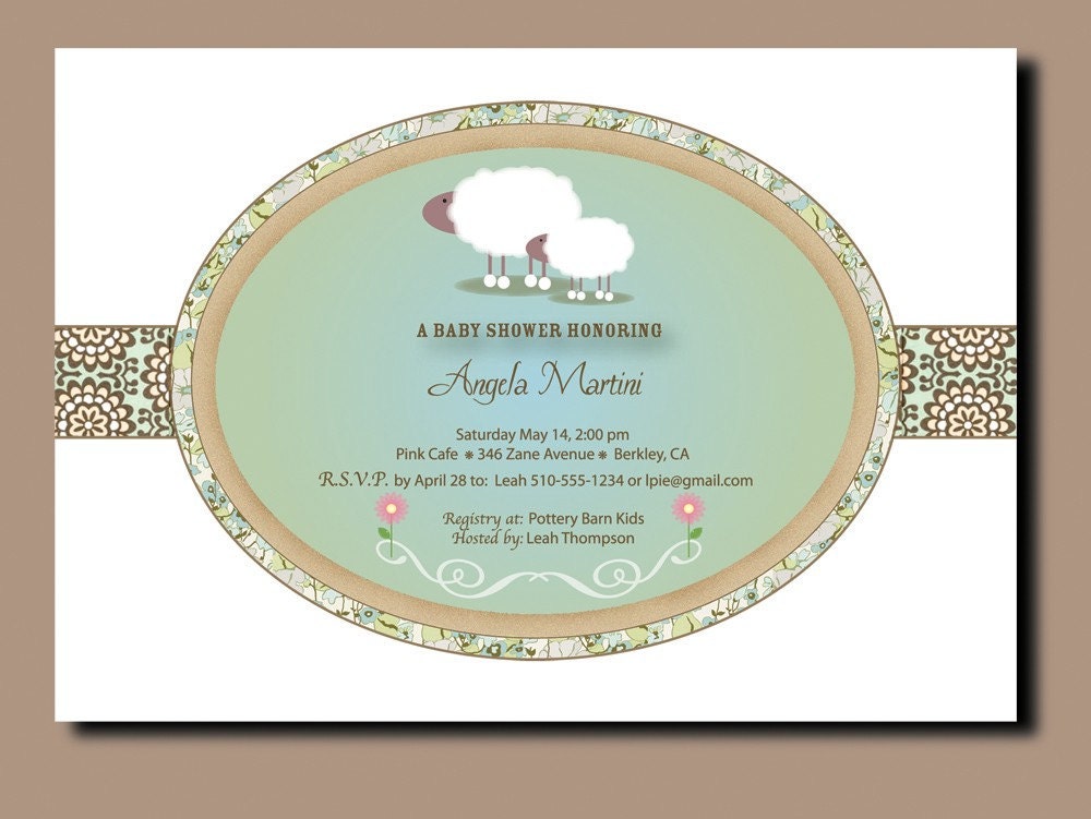 Little Lamb Baby Shower Invitations - (PRINTABLE)