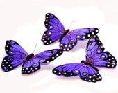 3 Large Purple Viceroy Butterflies for Hair Pins, Favors, Wedding Cakes - SilkInspirations