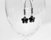 Black Crystal Earrings - SHOP CLOSING SALE- Hypo - allergenic - great gift for her - holiday gift