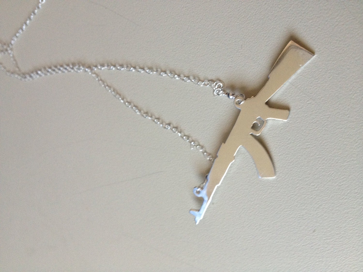 Silver AK-74 necklace
