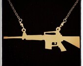 Silver AR-15 Rifle Necklace