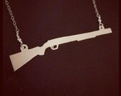 Silver Double Barrel Shotgun Necklace