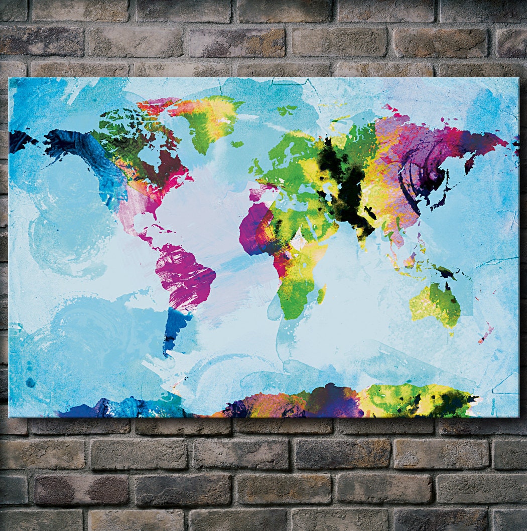 One Colourful World (blue version) - 24x36 Canvas Print
