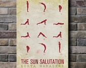 Sun Salutation / 12 basic Yoga postures - 12x18 Canvas Print