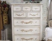 Painted Cottage Shabby Tea Stained Tall Romance Dresser CH17