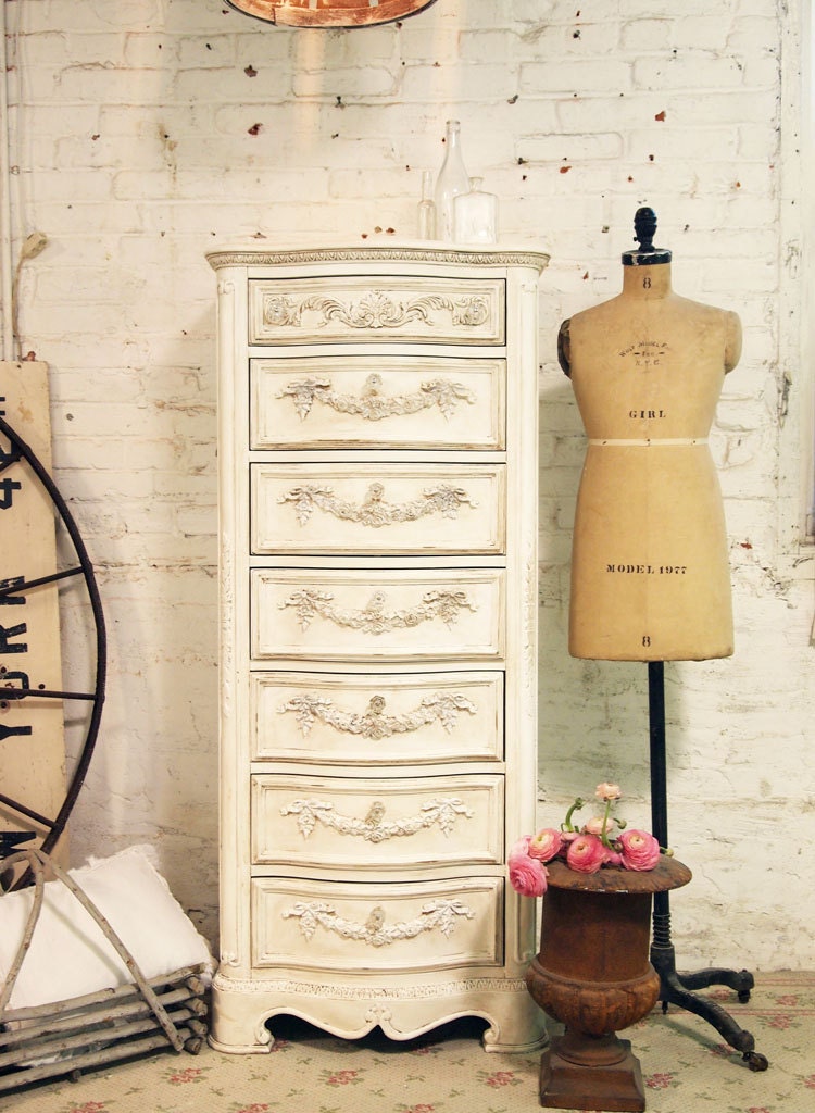 Painted Cottage Chic Shabby Tea Stained LIngerie Chest CH16
