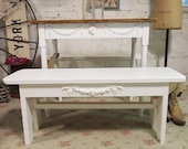 Painted Cottage Chic Shabby White Farmhouse Bench CHR232