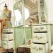 Vintage Painted Cottage Shabby Aqua Chic Vanity VAN214