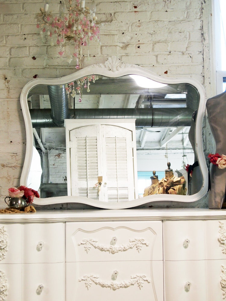 Painted Cottage Chic White French Mirror MR259