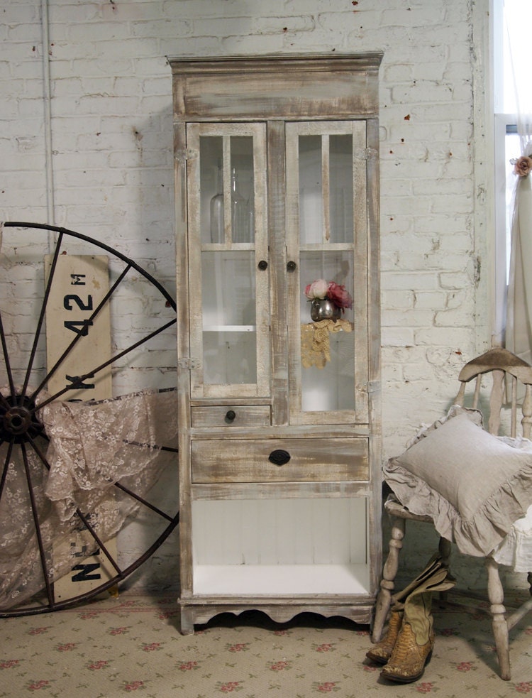 Painted Cottage Chic Shabby Farmhouse Cabinet
