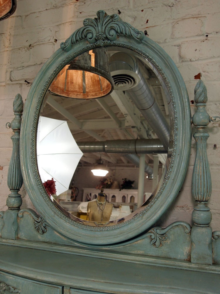 Painted Cottage Chic Shabby Aqua Romantic Dresser CH15