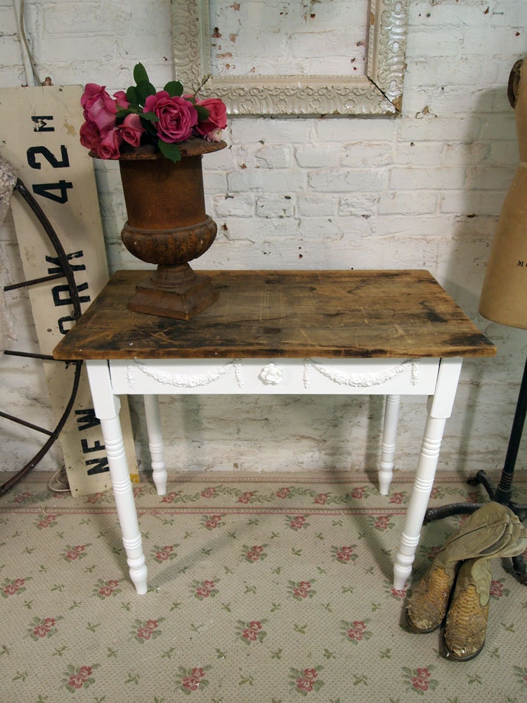 Painted Cottage Chic Shabby One of A Kind French Farm Table TBL245
