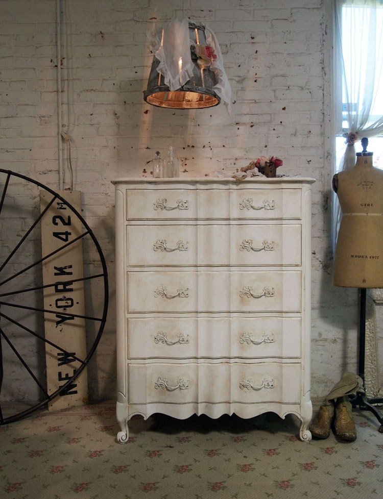 Painted Cottage Chic Shabby White Romantic Dresser DR384