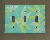 Blue Leaves Triple switchplate cover
