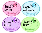 Baby Milestone Stickers - Girls Personalized Milestone Stickers (Milestone Pastel Ladybug) - Baby Onesie Stickers