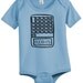 BOOBIES Calculator onesie. Baby newborn clothes. Upside down digits read BOOBIES. Funny body suit. Nerd alert.