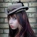 Mina Harker handblocked, velour fur felt, tilt topper/doll hat/ cocktail hat