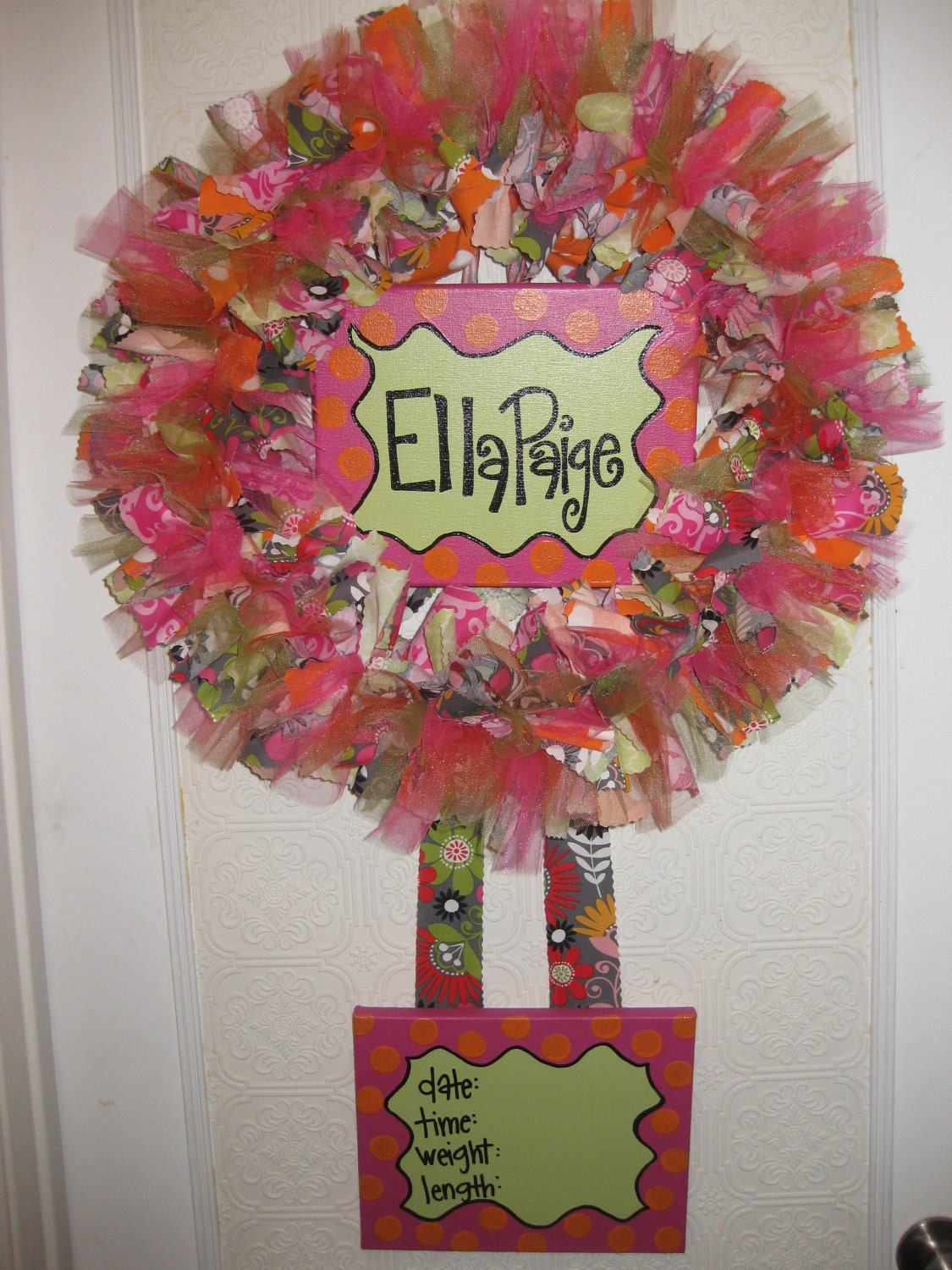 Custom Boutique Baby Wreaths, Birth Announcements, and Hospital Door Hangers