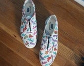 Weekend Sale - vintage 80s 90s Ked Sneakers - Shoe Shoes novelty print skimmer NOS unworn flat tennis shoe