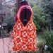 Vintage Purse Tote Bag 1970s Granny Square Crocheted