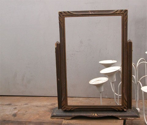 vintage wood picture mirror swing frame