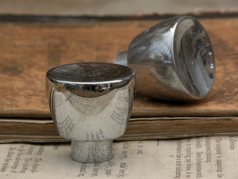 2 vintage metal drawer knobs