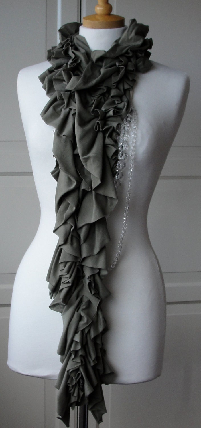Sage GREEN AW11 Double RUFFLE scarf.