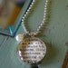 Vintage Dictionary Word Necklace Pendant Bloom with vintage key