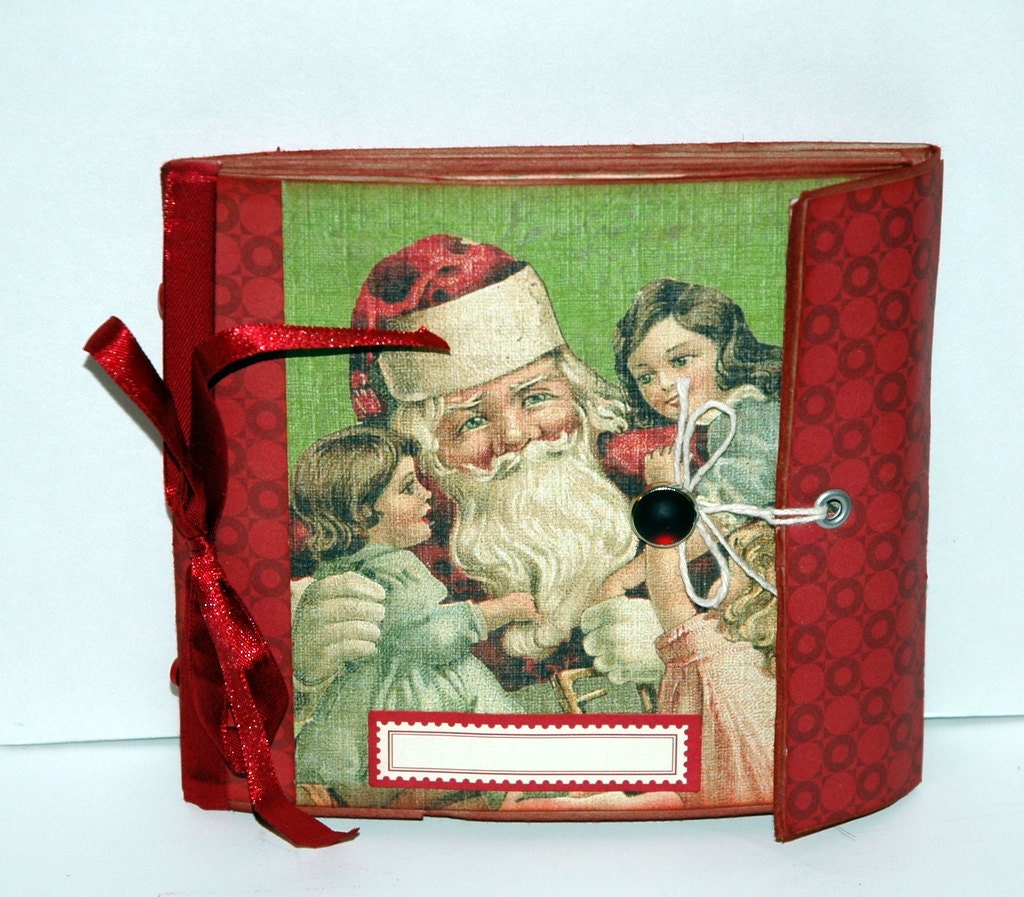 Vintage Inspired Christmas Paper Bag Album - Scrapbook - Journal - OOAK