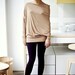 Capuccino asymmetric long-sleeved  Muse blouse with buttons on the back