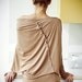 Capuccino asymmetric long-sleeved  Muse blouse with buttons on the back