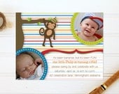 Mod Monkey Birthday Party Photo Invitations - Boy OR Girl Invites