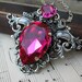 Fabulous Fuchsia Crystal in Antiqued Silver Setting