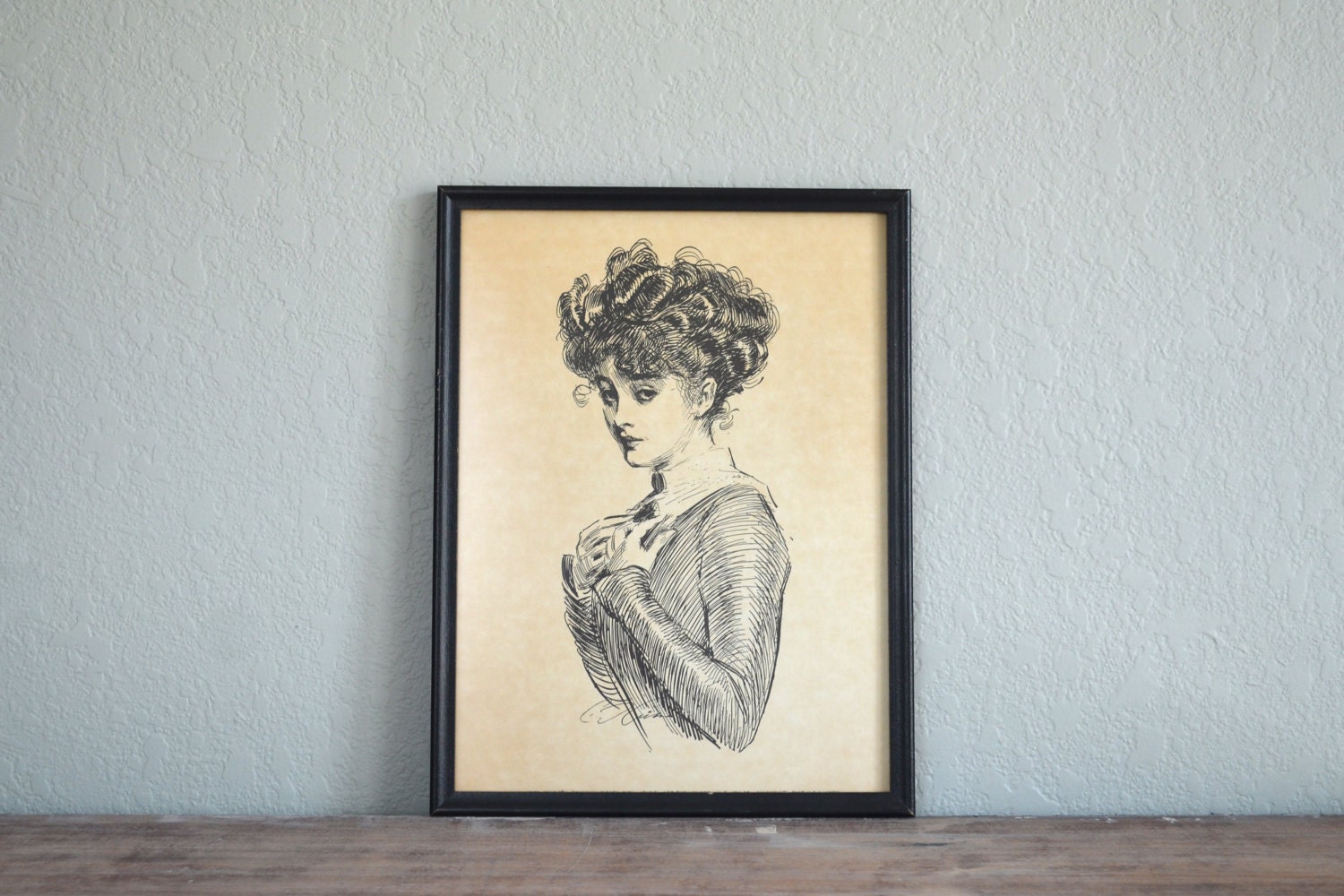 vintage Orignal Gibson Girl framed picture