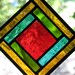 Red Gold and Green Geometric Square Suncatcher