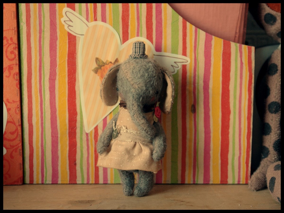 PDF Epattern for 5 inch Miniature Pocket Size Artist Sweet Tiny Teddy Elephant plus the pattern for the dress and suit