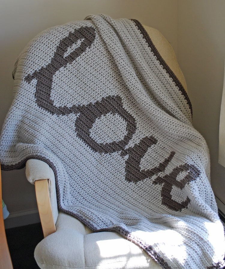 love afghan - hand crocheted